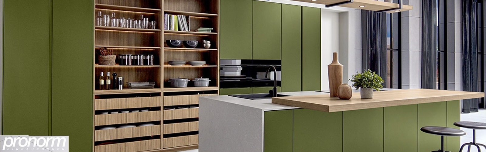 Pronorm German Cabinets Y-LM matt lacquer sepia green