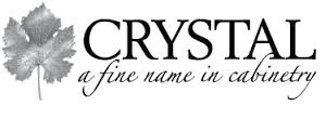 Crystal logo with a maple leaf, emphasizing quality cabinetry. Relevant for branding in woodworking and interior design.