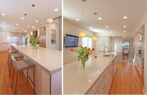 Contemporary kitchen hi-gloss white acrilic cabinets