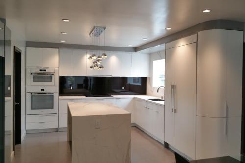 Contemporary kitchen slab painted door by Encore