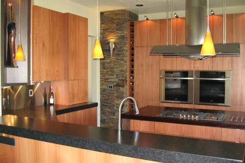 Contemporary kitchen slab veneer door by Encore