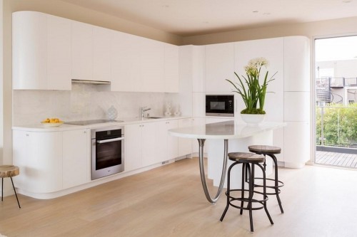 Contemporary kitchen in white painted