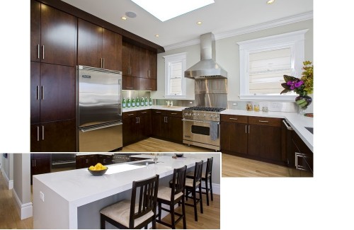 Dark cherry stain kitchen