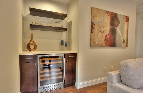 bar cabinet with floating shelves