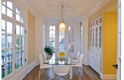 Dining room buffet white pained cabinets