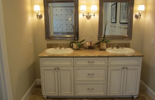 Oyster opaque finish vanity by Omega full access